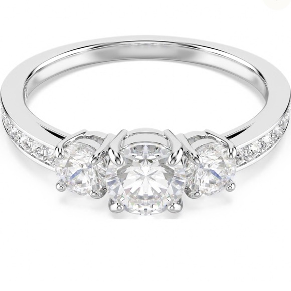 Swarovski Jewelry - Swarovski Elegant Silver Triple Stone Ring BNIB